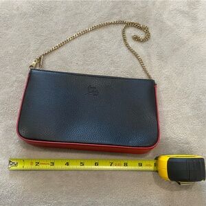 Christian Louboutin Black and Red Leather Clutch with Gold Chain